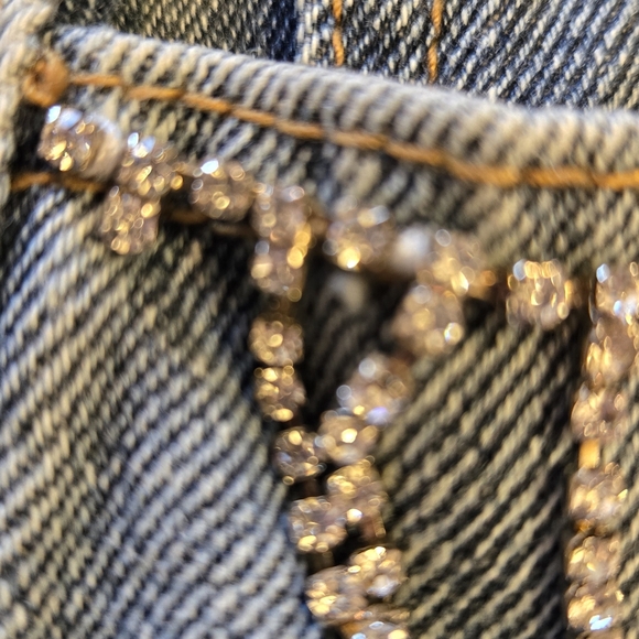 Vici Rhinestone Trim Distressed Shorts, S - Picture 9 of 9